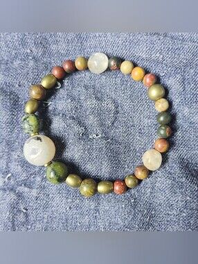 Handmade Druzy and Dry Creek Jasper Stretch Bracelet